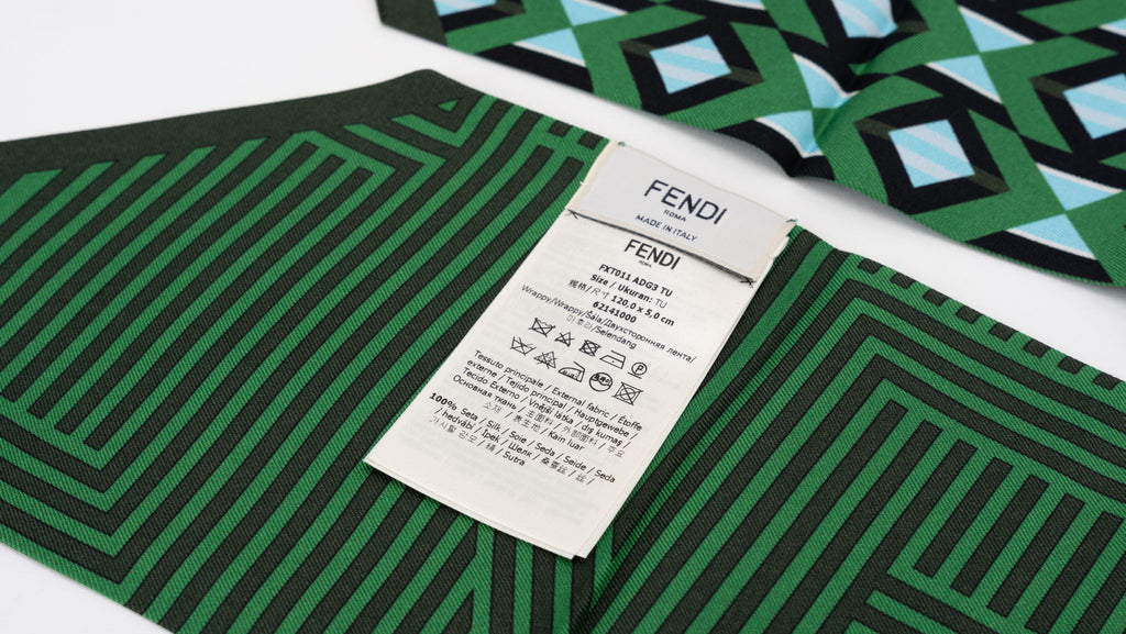 Fendi Green Optical Silk Maxi Twilly