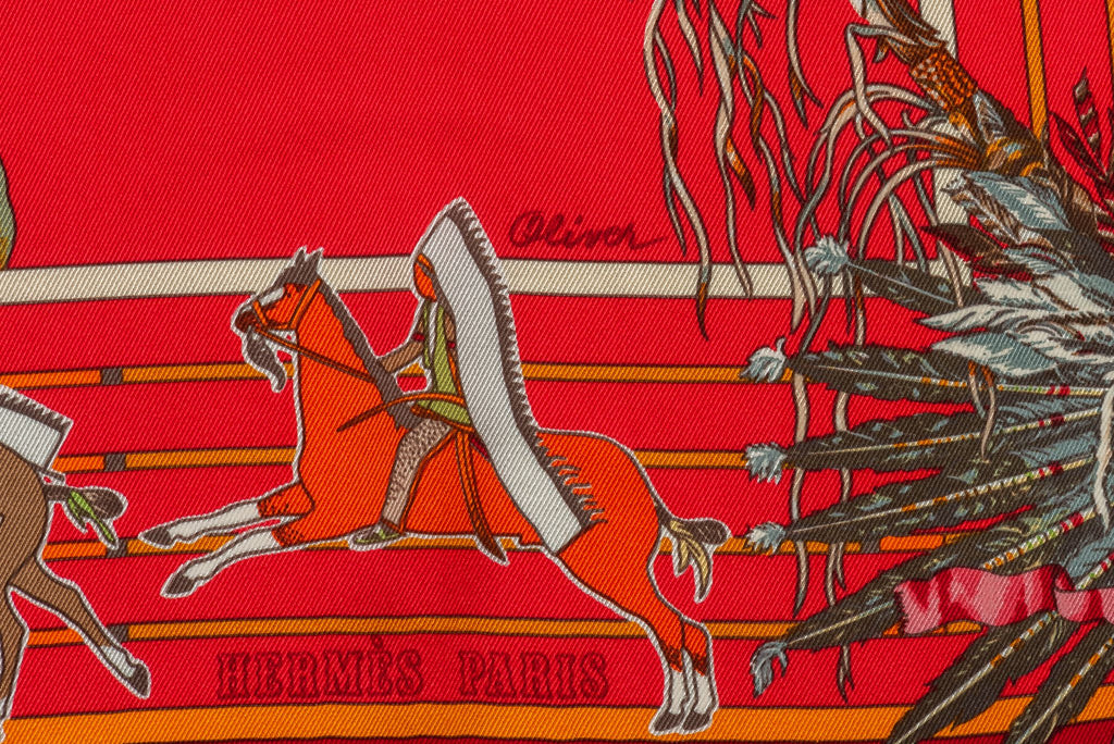 Hermes Red Pani La Shar Pawnee Scarf