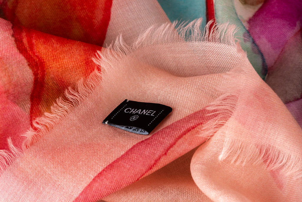 Chanel New Pink Leaves Cashmere Shawl