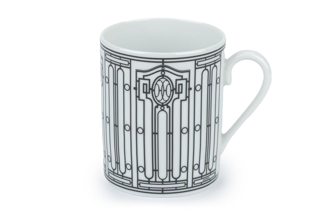 Hermès New Black Porcelain H Deco Mug