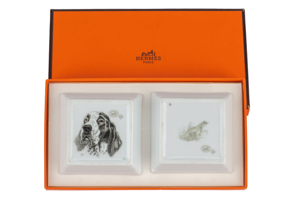 Hermès Pair Braque Vintage Mini Ashtrays