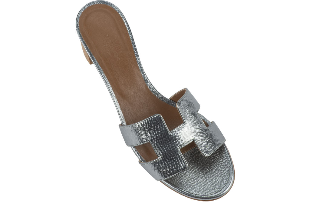 Hermès New Silver Oasis Sandal Epsom