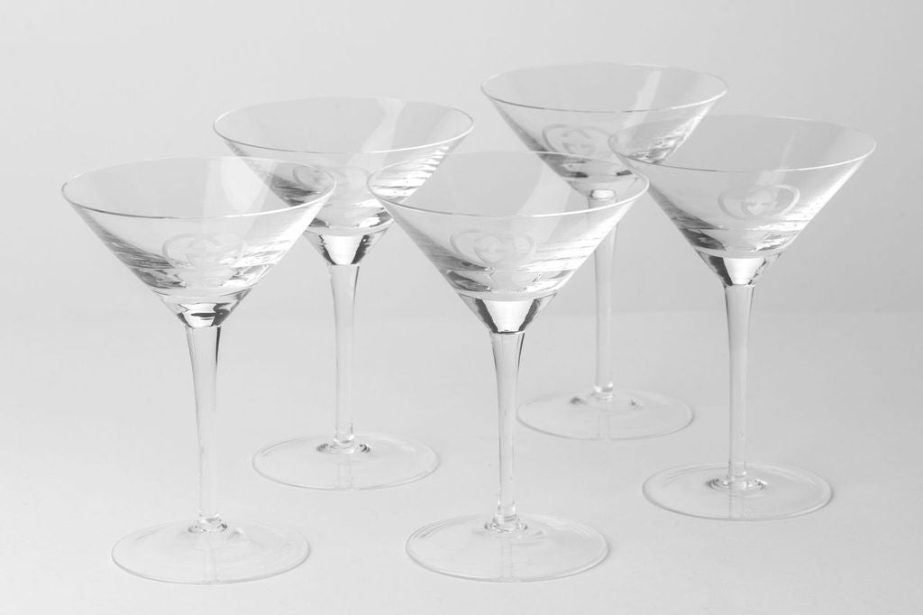 Gucci Set Of 5 Crystal Martini Glasses