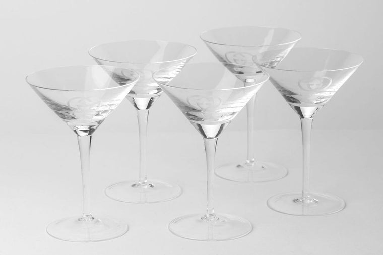 Gucci Set Of 5 Crystal Martini Glasses
