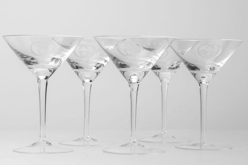 Gucci Set Of 5 Crystal Martini Glasses
