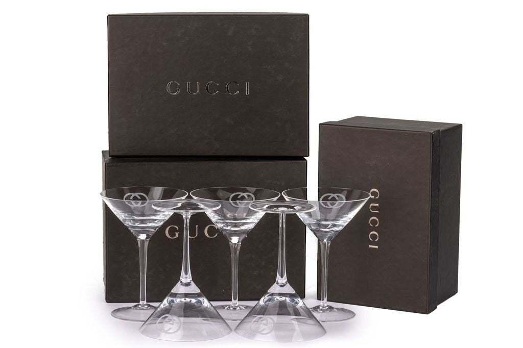Gucci Set Of 5 Crystal Martini Glasses