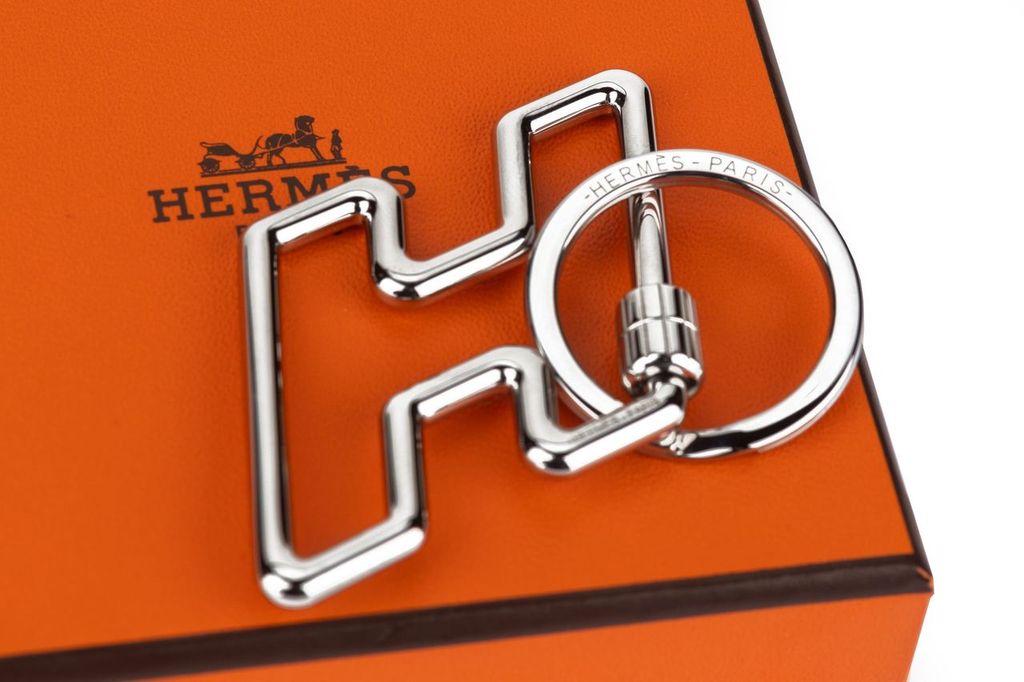 Hermès Steel H Keychain New In Box