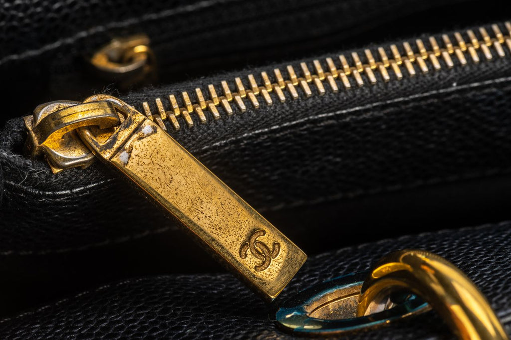 Chanel GMT Black Caviar Gold Shopper