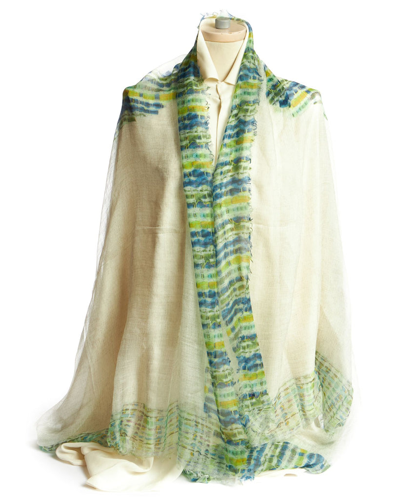 Chanel New Cashmere Green Logo Shawl