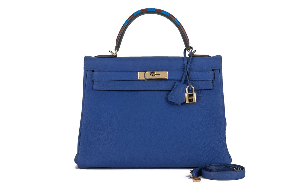 Hermès Kelly 32 Au Trot Electric Blue