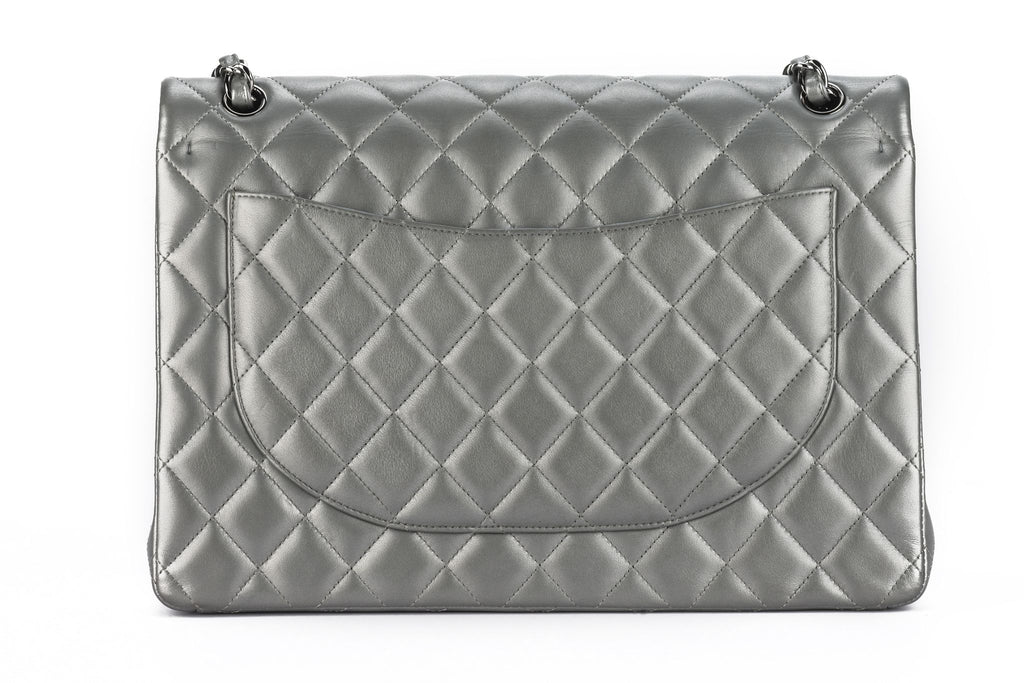 Chanel Pewter Lambskin Quilted Jumbo