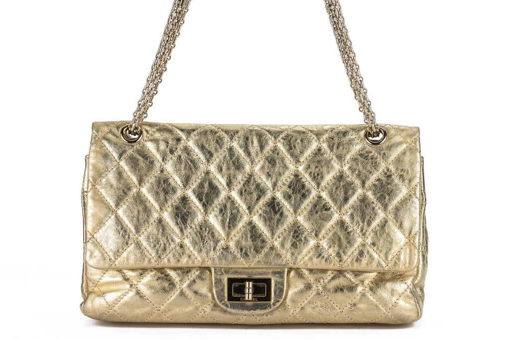 Chanel Gold Metallic Reissue 227 Double
