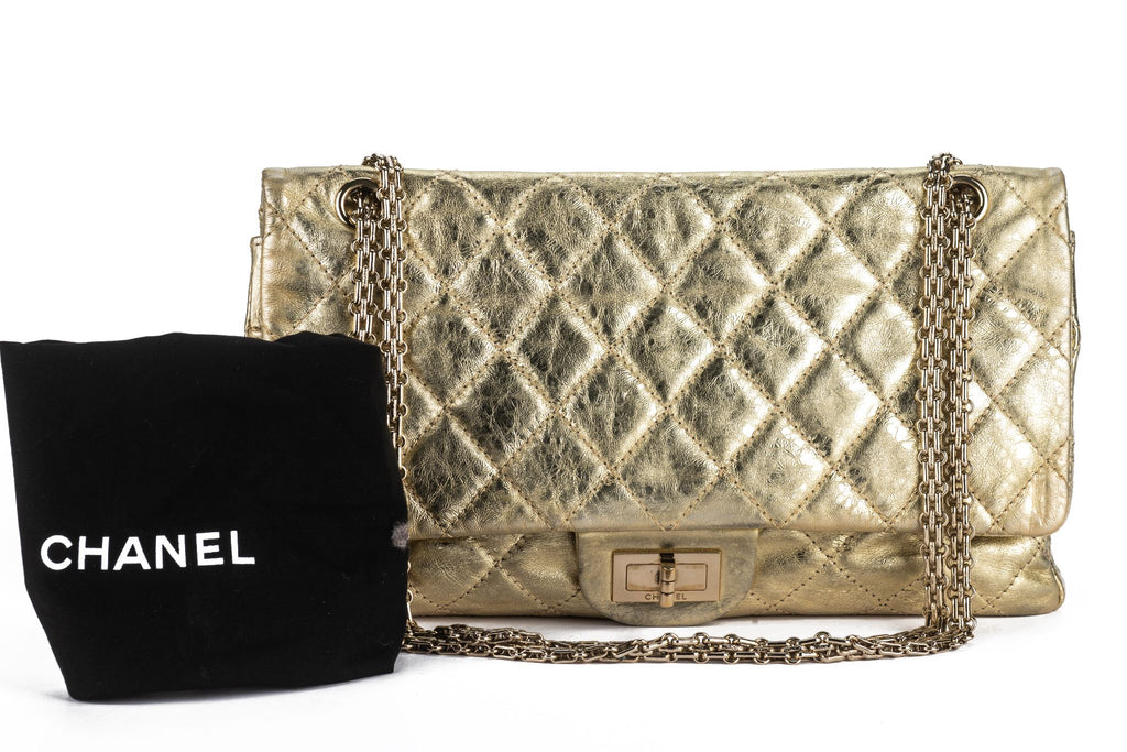 Chanel Gold Metallic Reissue 227 Double