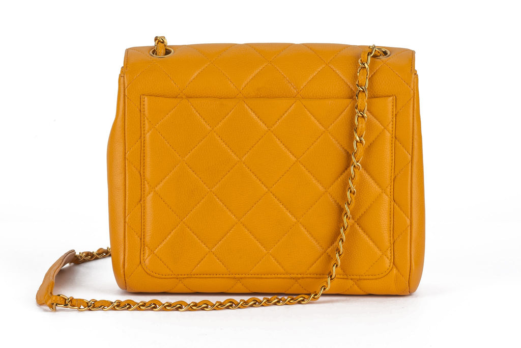 Chanel Turn-Lock Chain Bag Mustard
