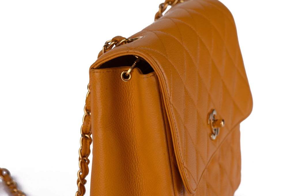 Chanel Turn-Lock Chain Bag Mustard