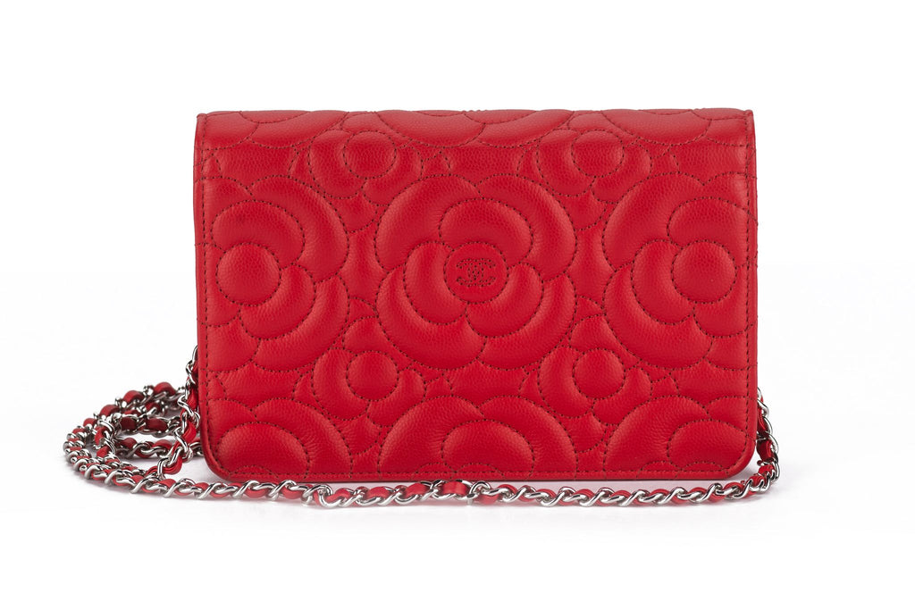 Chanel Caviar Camellia Wallet on Chain