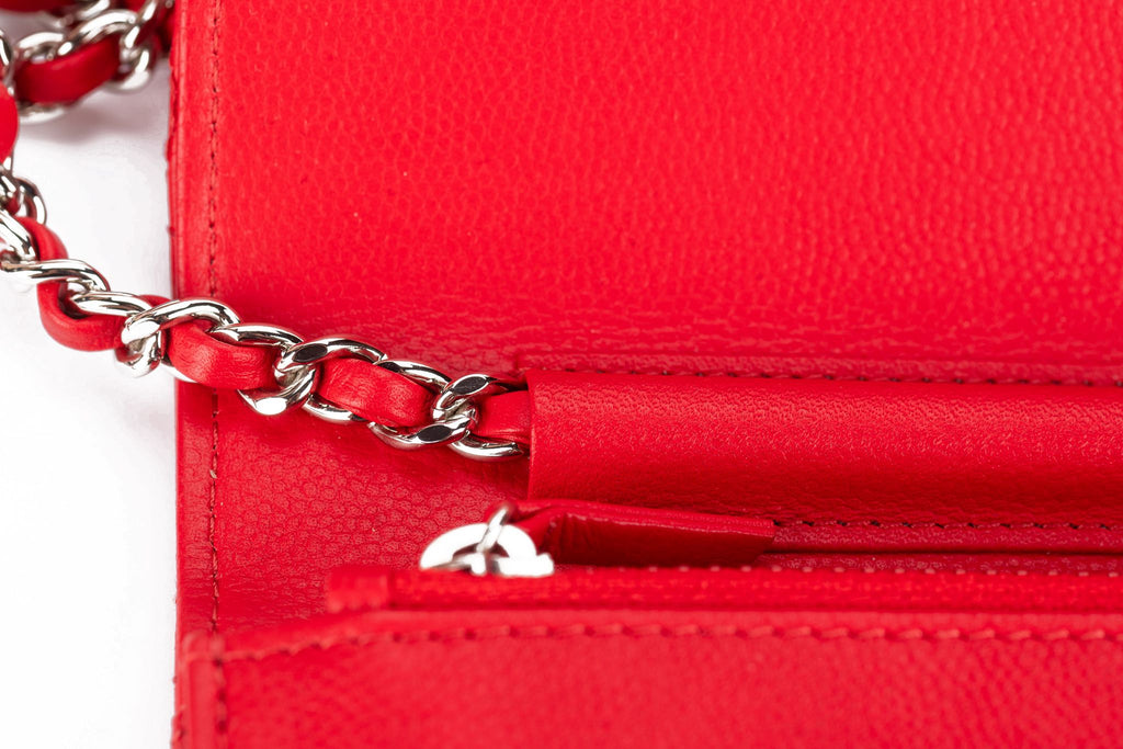 Chanel Caviar Camellia Wallet on Chain