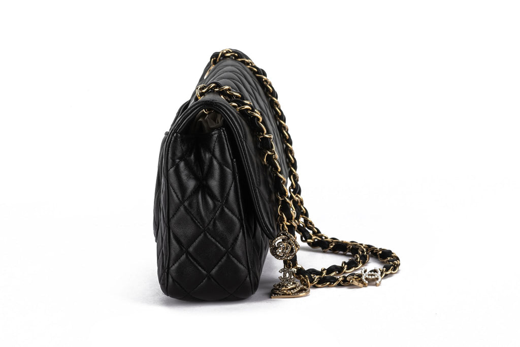 Chanel Black Lambskin Quilted Valentine