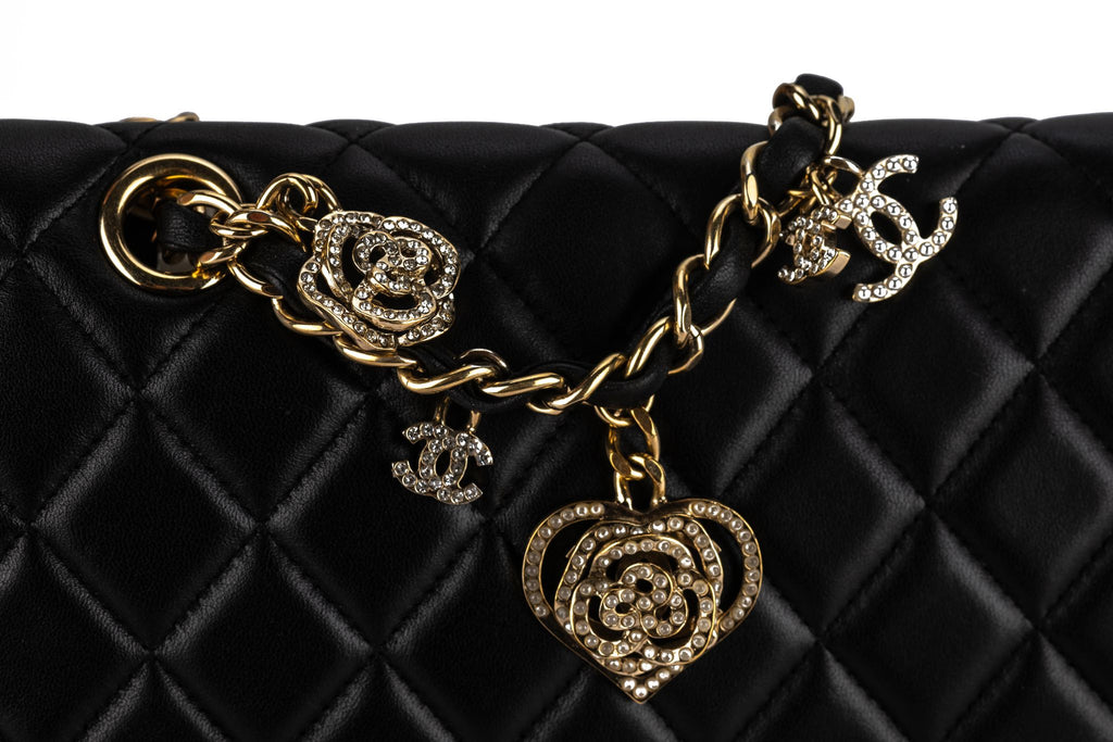 Chanel Black Lambskin Quilted Valentine