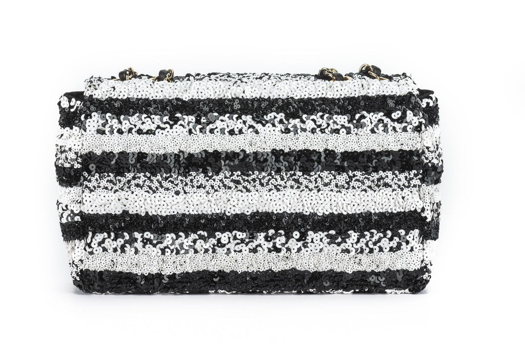 Chanel Sequin Small Flap Black White