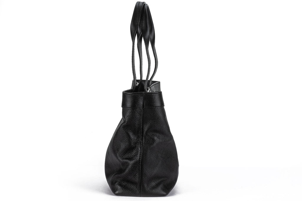 Chanel CC Perforated Leather Black Tote