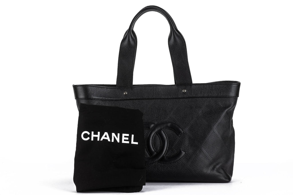 Chanel CC Perforated Leather Black Tote