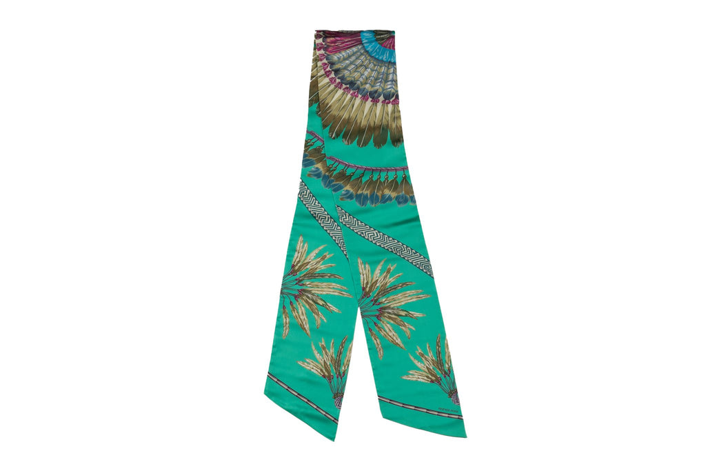 Hermès Teal Brazil Silk Maxi Twilly