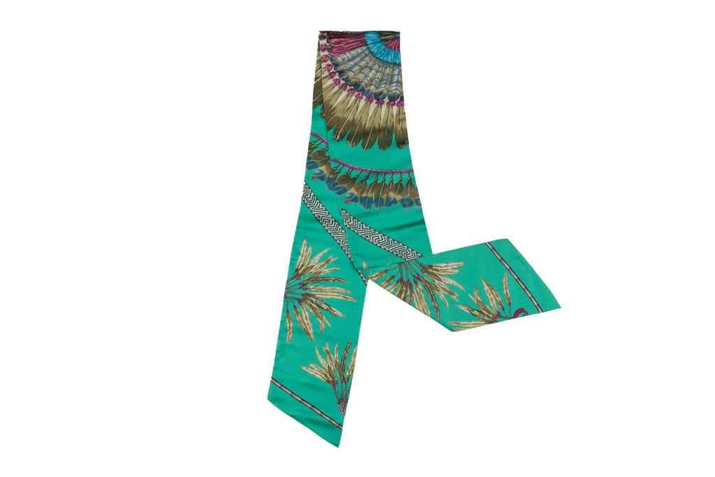 Hermès Teal Brazil Silk Maxi Twilly