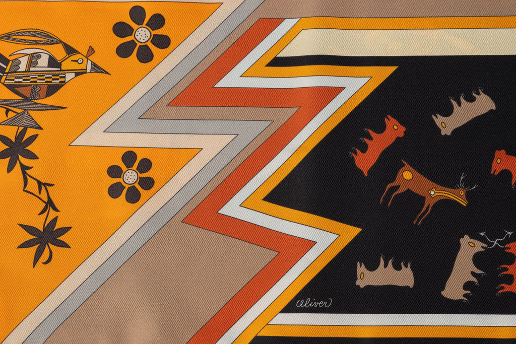 Hermès "Black Kachinas" Maxi Twilly