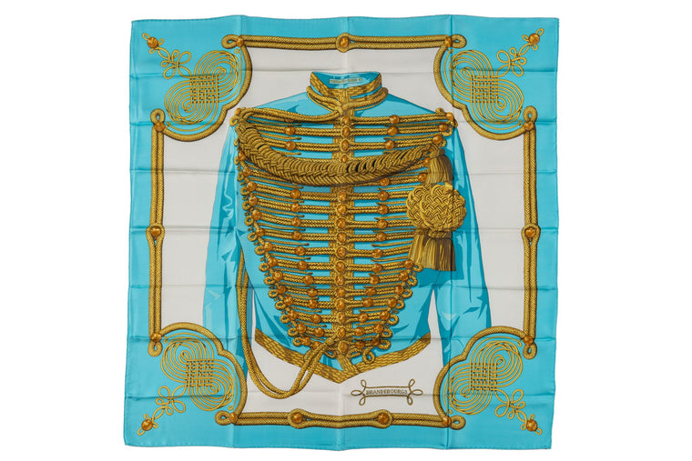 Hermès Brandebourgs Turquoise Silk Scarf