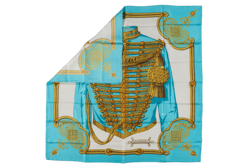 Hermès Brandebourgs Turquoise Silk Scarf