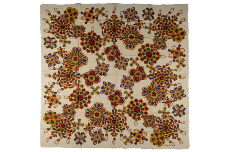 Chanel Gripoix Jewellery Wool Shawl