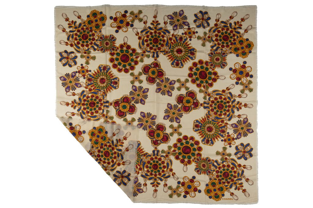Chanel Gripoix Jewellery Wool Shawl