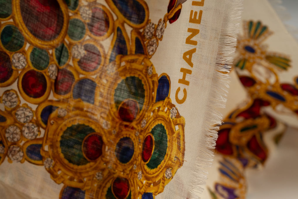 Chanel Gripoix Jewellery Wool Shawl