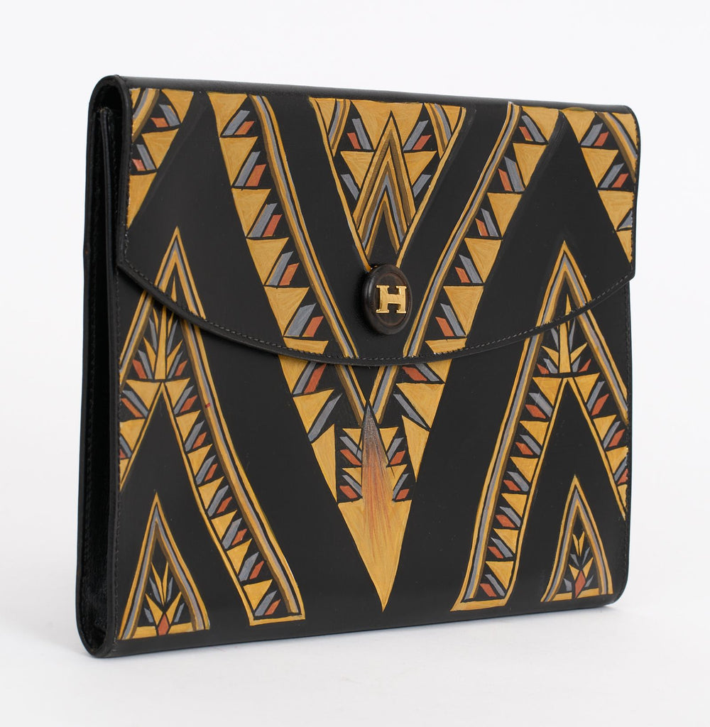 Hermès Black Box Rio Clutch Hand Painted