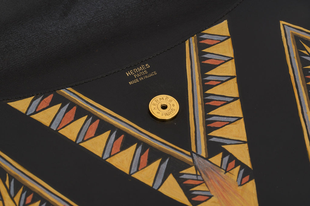 Hermès Black Box Rio Clutch Hand Painted