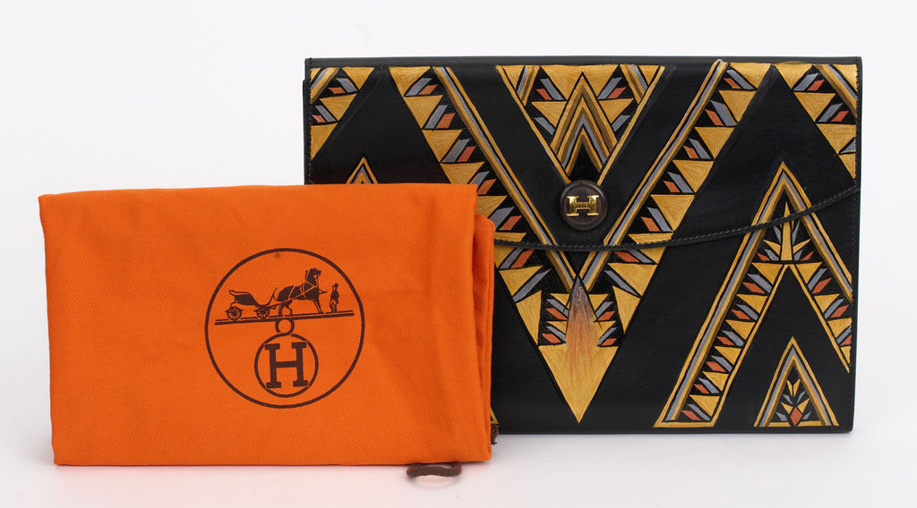 Hermès Black Box Rio Clutch Hand Painted