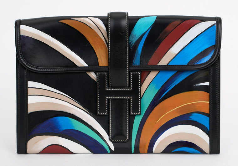 Hermès Hand Painted Jige Elan Clutch