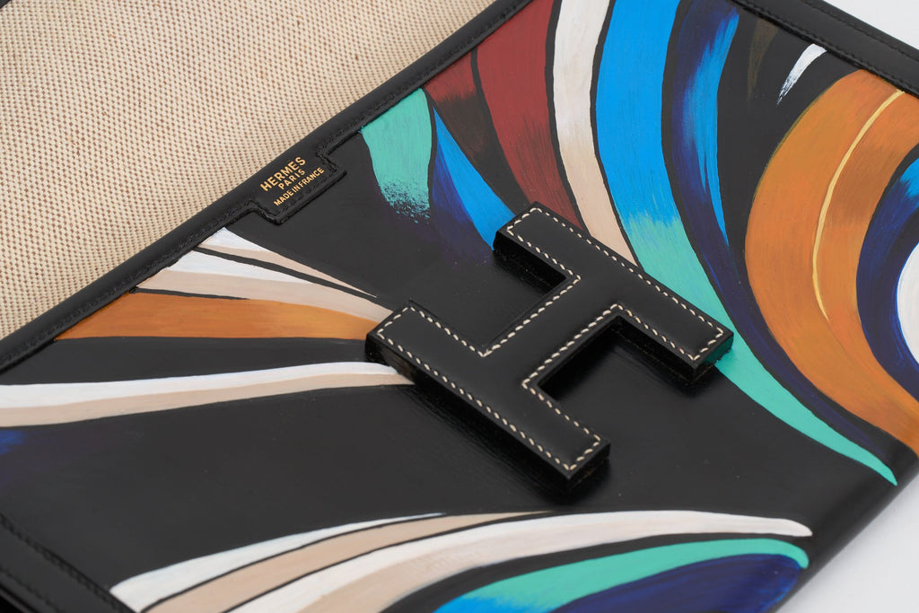 Hermès Hand Painted Jige Elan Clutch