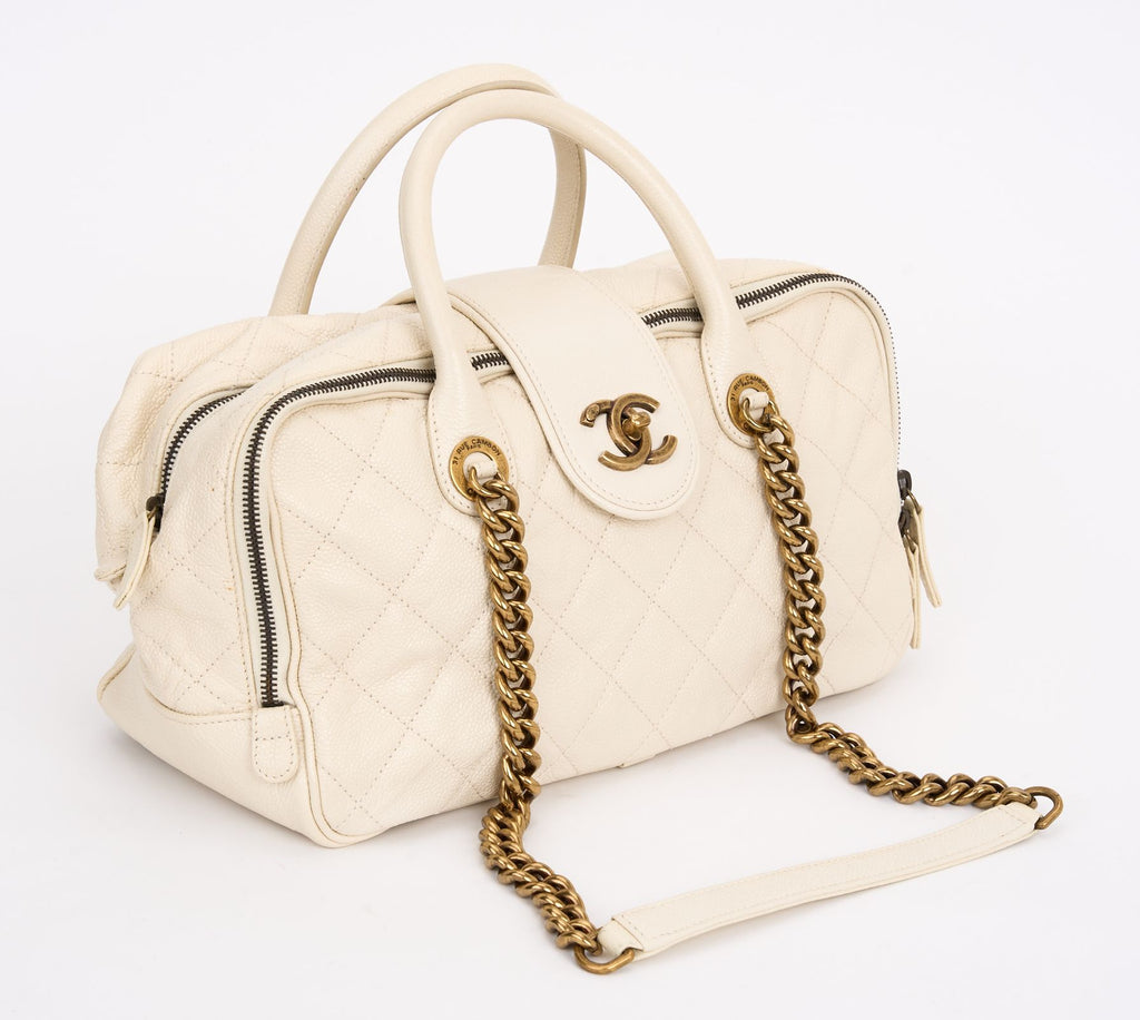 Chanel Cream Gold Shiva Bowling Bag