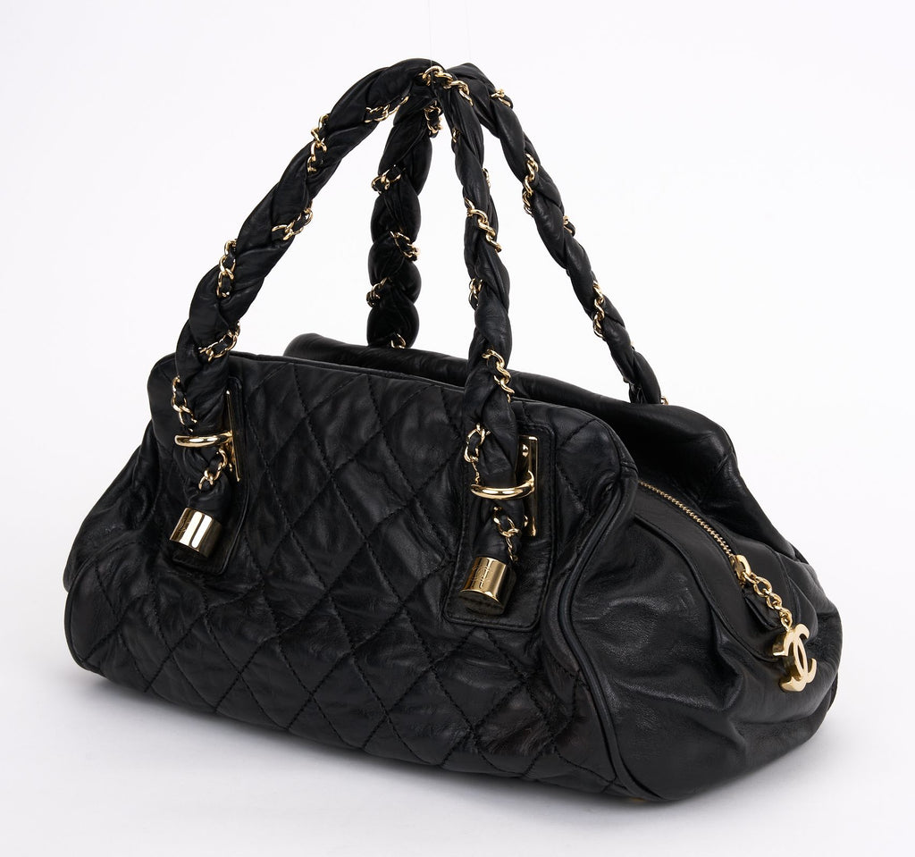 Chanel Black Quilted  Lady Braid Satchel