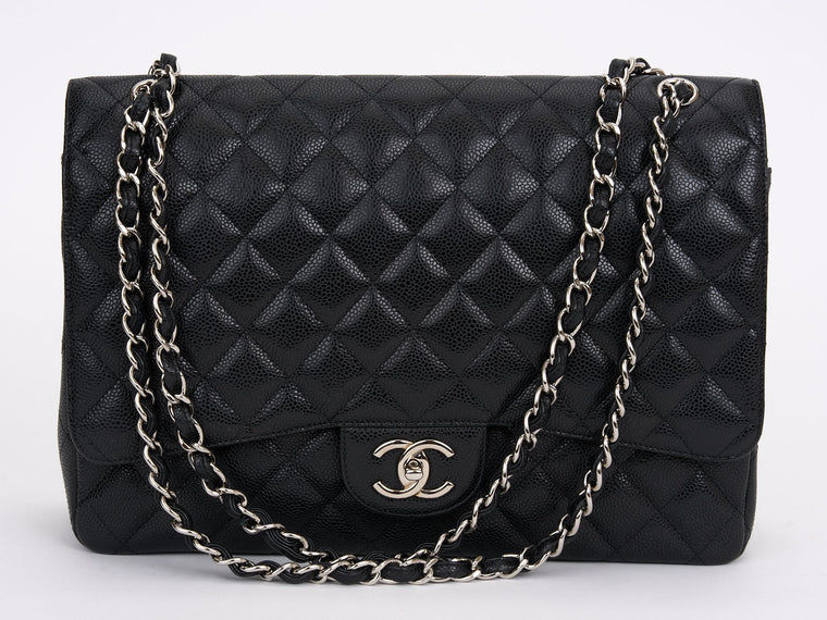 Classic Single Flap Maxi Quilted Caviar