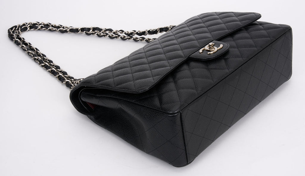 Classic Single Flap Maxi Quilted Caviar