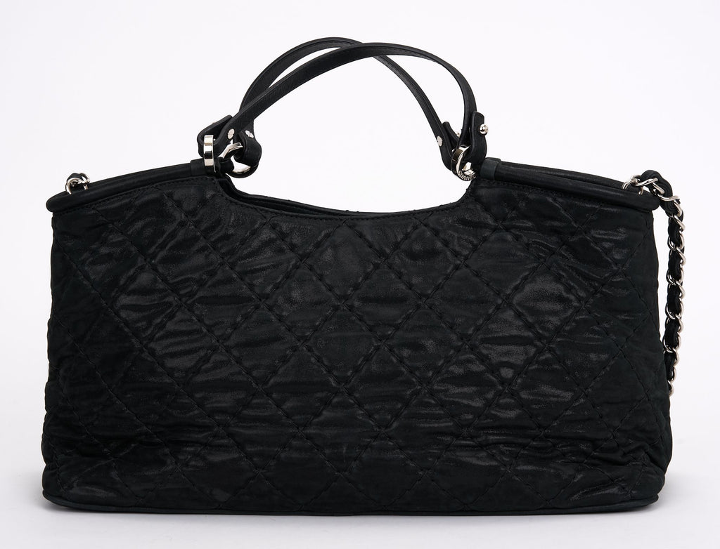 Chanel Black Quilted Glazed Leather Tote