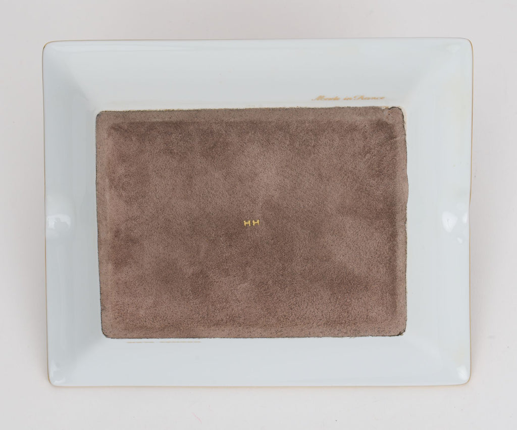 Hermès Grey Gold Dog Porcelain Ashtray