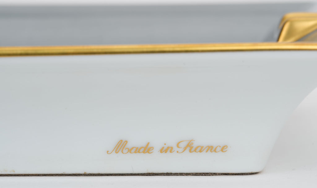 Hermès Grey Gold Dog Porcelain Ashtray