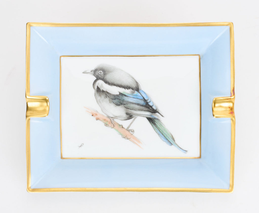 Hermès Bird Porcelain Blue Ashtray
