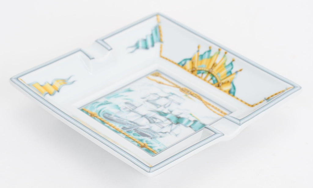Hermès Ship & Flags Porcelain Ashtray