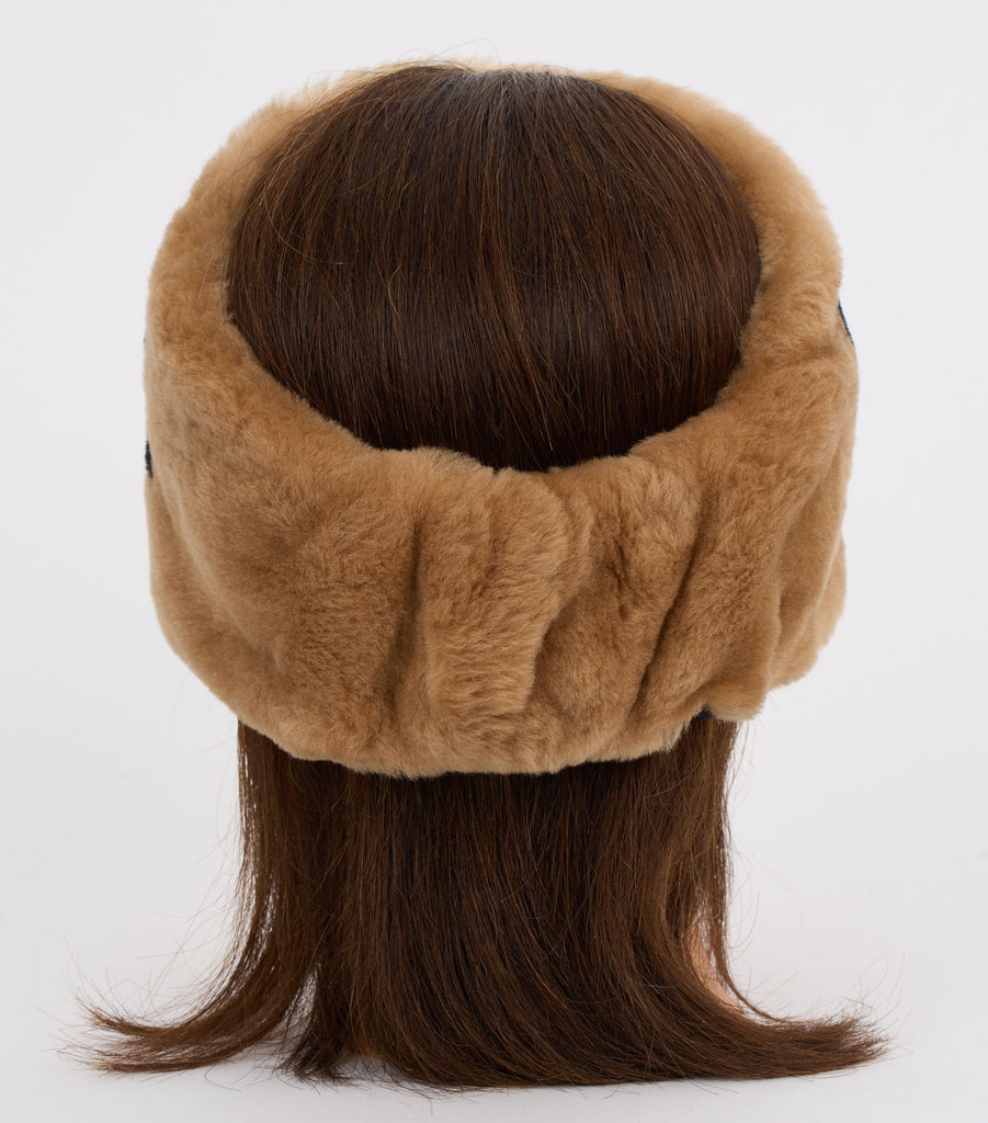 Chanel Caramel Black Shearling Headband