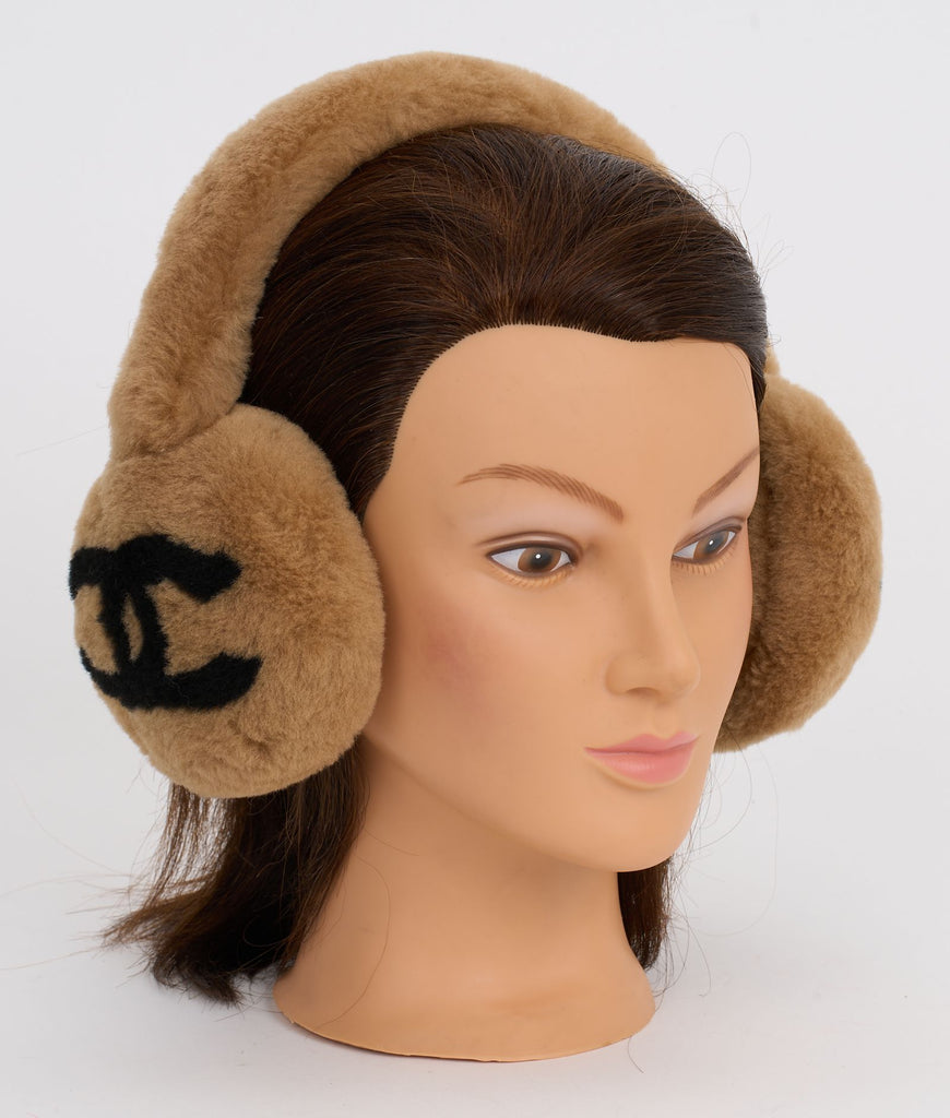 Chanel New Caramel Shearling Earmuffs